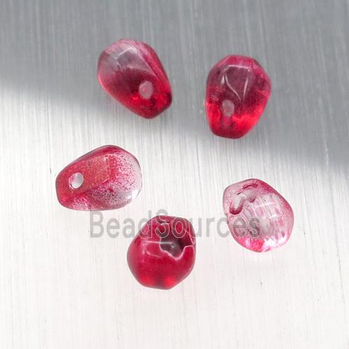 red crystal glass teardrop beads