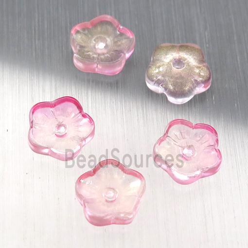 lt.pink crystal glass capbeads