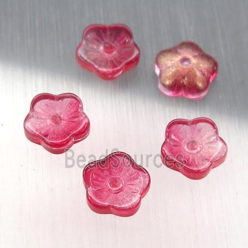 red crystal glass capbeads