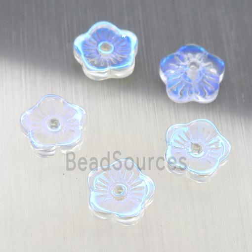 clear crystal glass capbeads, AB-color electroplated