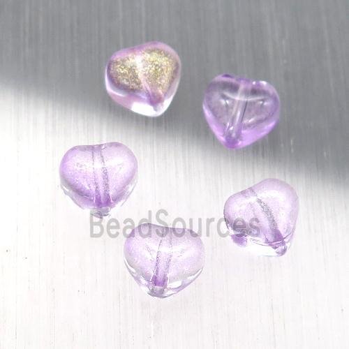 purple crystal glass heart beads