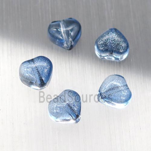 blue crystal glass heart beads