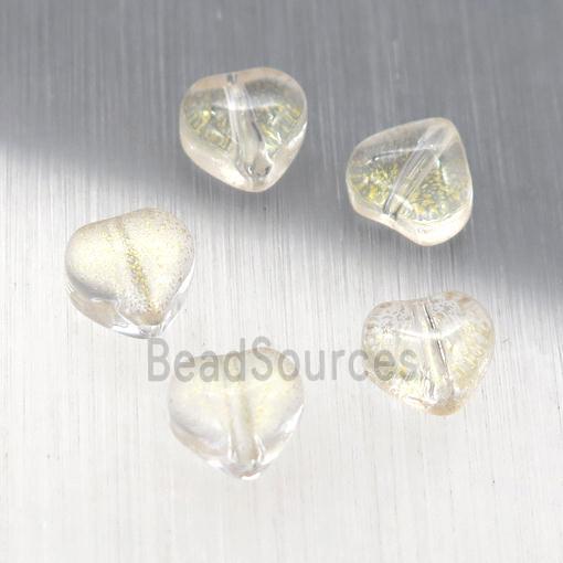 crystal glass heart beads, yellow