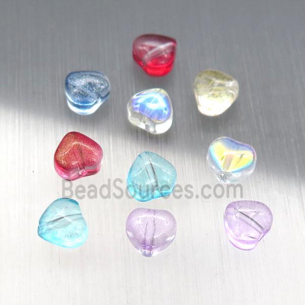 crystal glass heart beads, mixed color