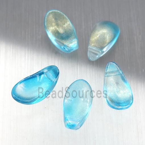 teal crystal glass petal beads