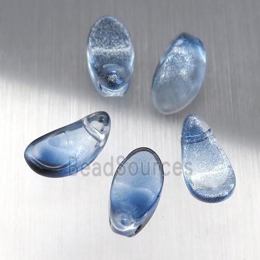 seablue crystal glass petal beads