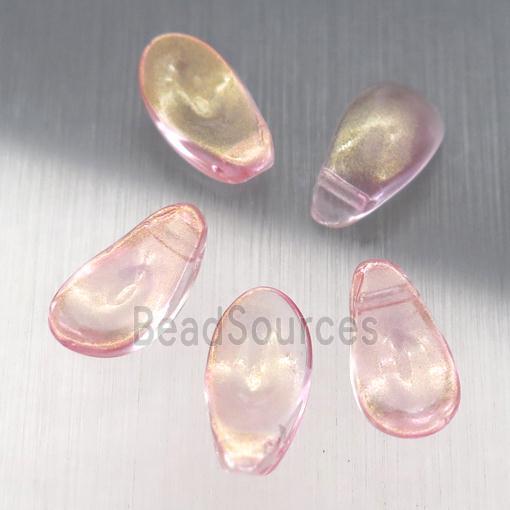 lt.pink crystal glass petal beads