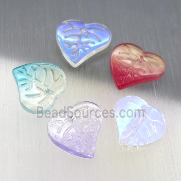 crystal glass leaf beads, mixed color