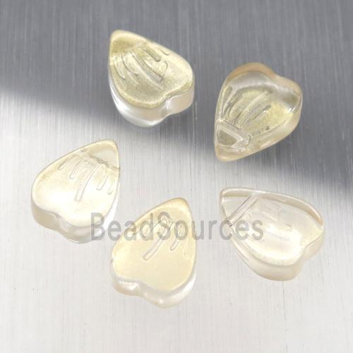 crystal glass heart beads, yellow