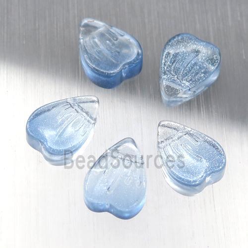 blue crystal glass heart beads