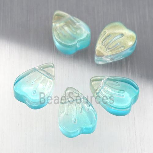 teal crystal glass heart beads