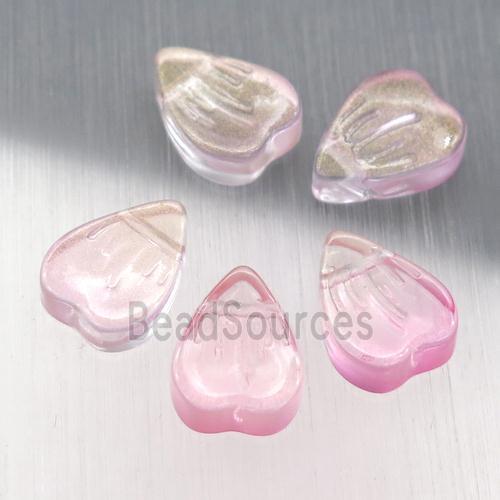 pink crystal glass heart beads