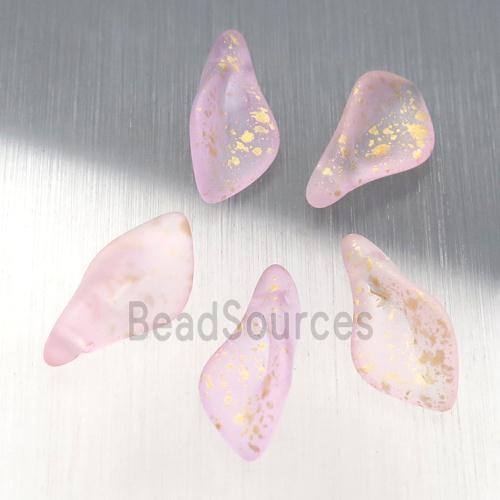 pink crystal glass leaf beads