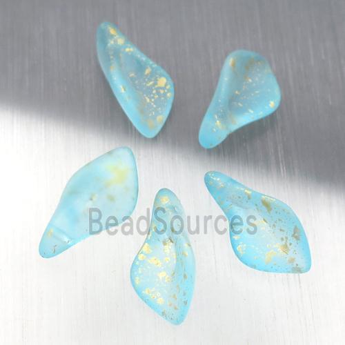 blue crystal glass leaf beads