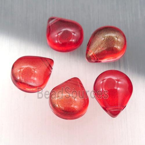 red crystal glass teardrop beads