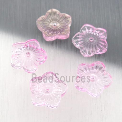 pink crystal glass flower beads