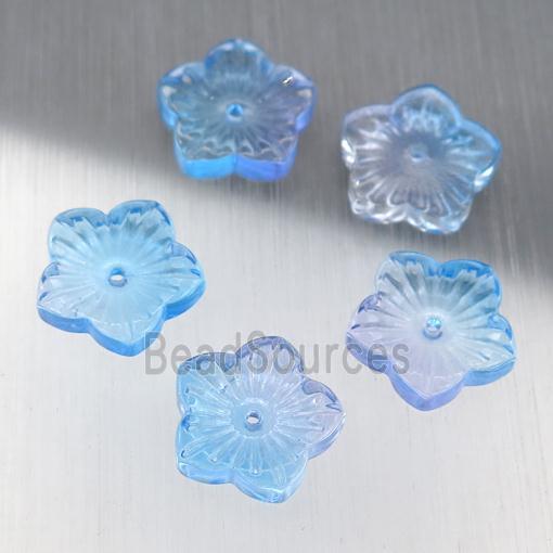 blue crystal glass flower beads