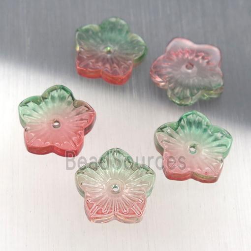 dichromatic crystal glass flower beads