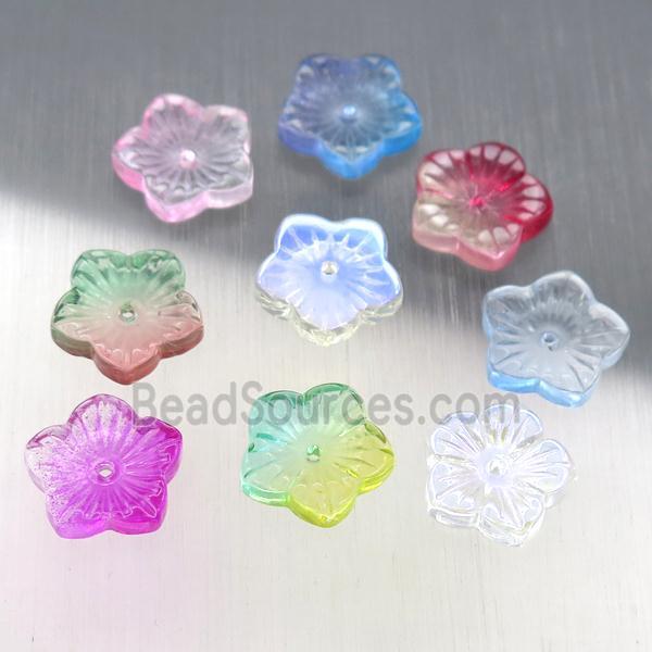 crystal glass flower beads, mixed color