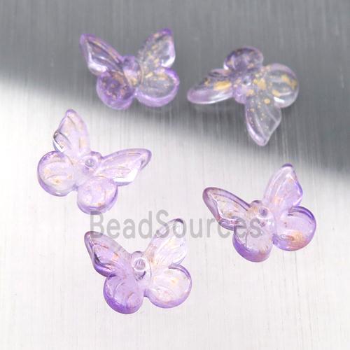 purple crystal glass butterfly beads