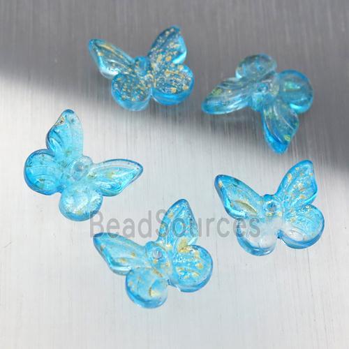 teal crystal glass butterfly beads