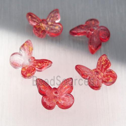 red crystal glass butterfly beads