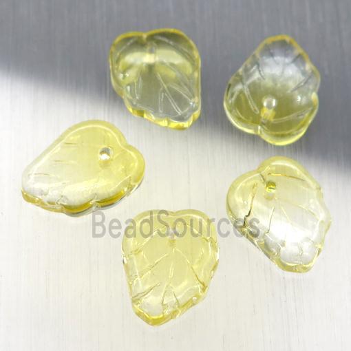 yellow crystal glass leaf beads