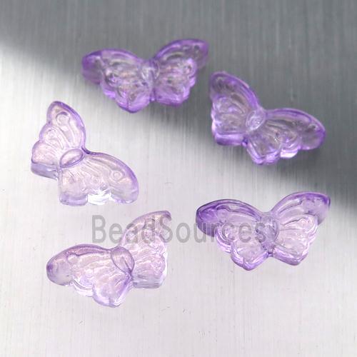 purple crystal glass butterfly beads