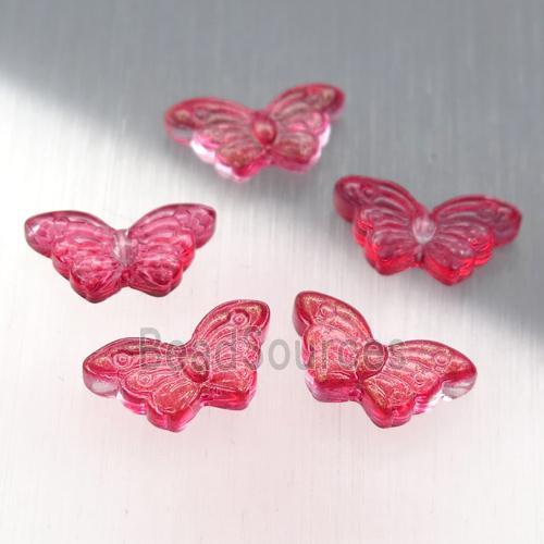 red crystal glass butterfly beads