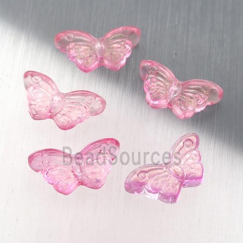 pink crystal glass butterfly beads