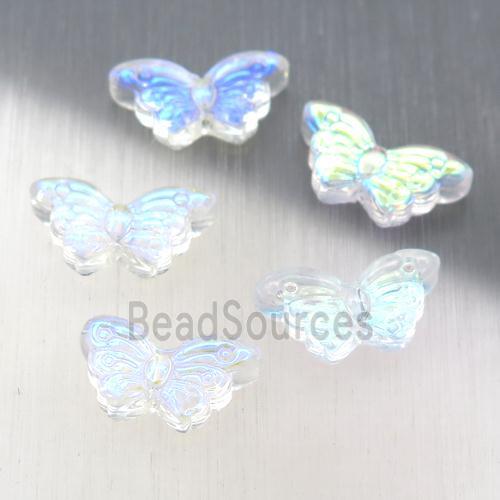 clear crystal glass butterfly beads, AB-color electroplated