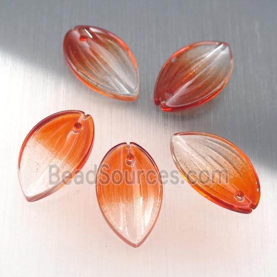 orange crystal glass petal beads