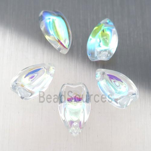 clear crystal glass teardrop beads, AB-color electroplated