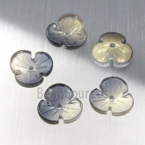 black crystal glass clover beads