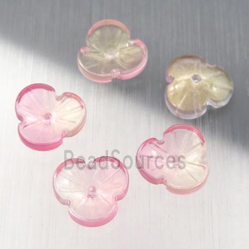 pink crystal glass clover beads