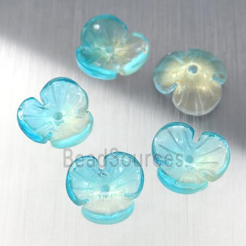 teal crystal glass clover beads