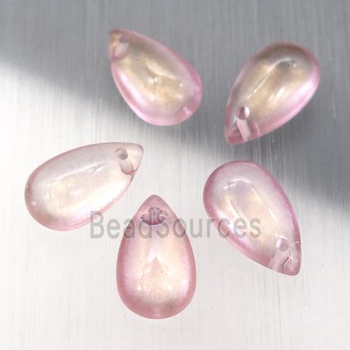 pink crystal glass teardrop beads