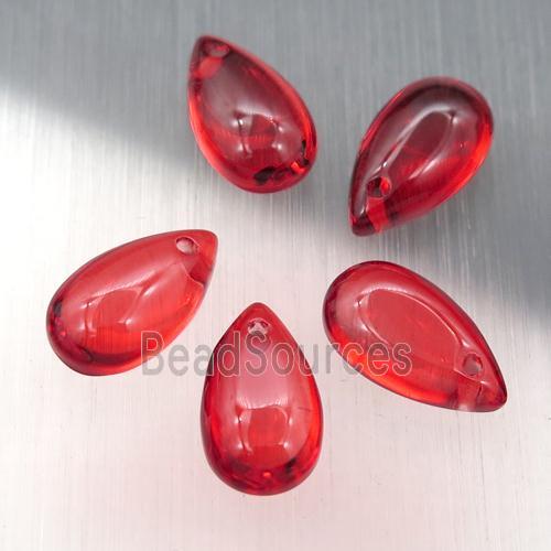 red crystal glass teardrop beads