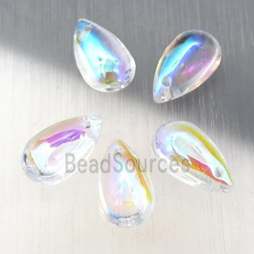 clear crystal glass teardrop beads, AB-color electroplated