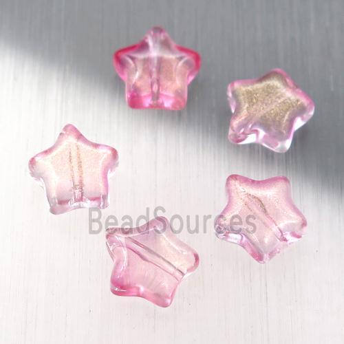 pink crystal glass star beads