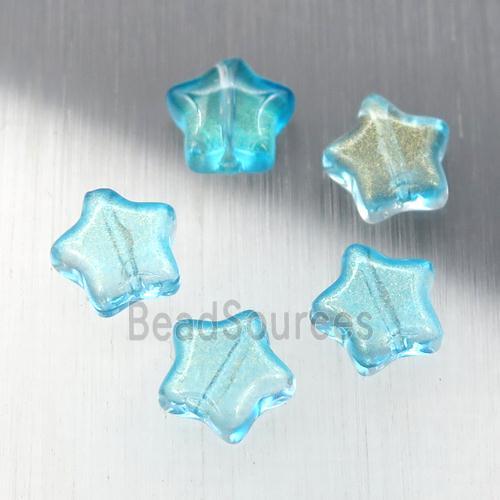 teal crystal glass star beads