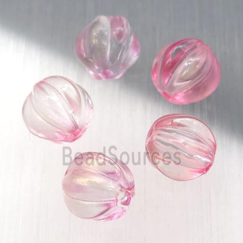 pink crystal glass melon beads