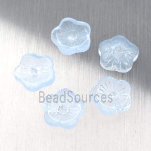 lt.blue jadeite glass flower capbeads