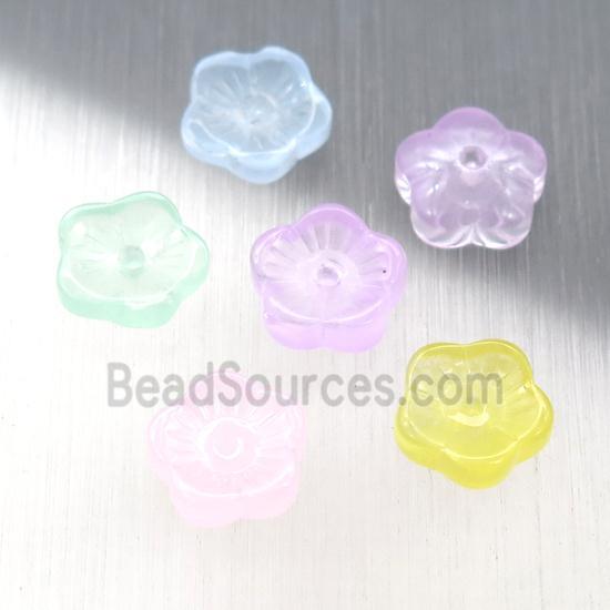 jadeite glass flower capbeads, mixed color