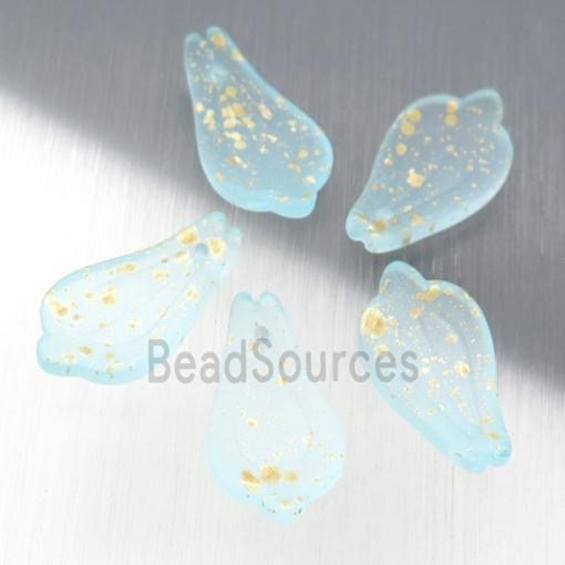 matte jadeite glass petal beads, blue