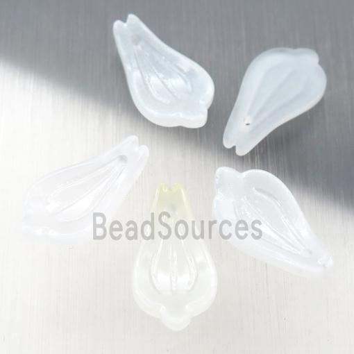 white matte jadeite glass petal beads