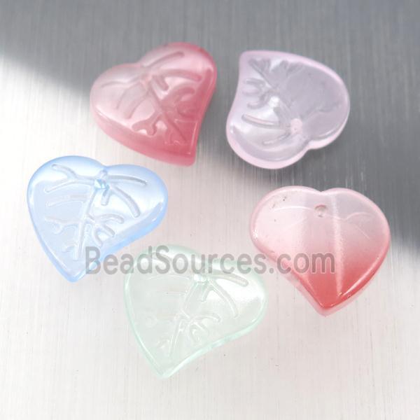 jadeite glass leaf beads, mixed color