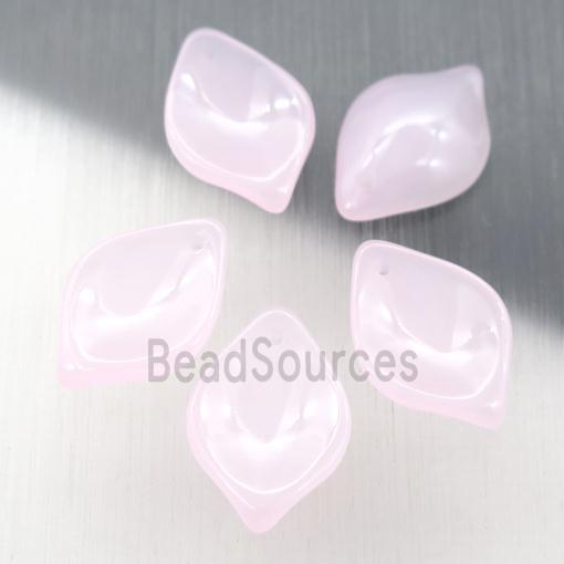 pink jadeite glass leaf beads