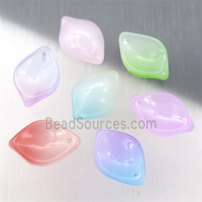 jadeite glass leaf beads, mixed color