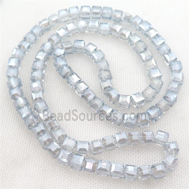 bluegray Chinese Crystal Glass Beads, faceted cube